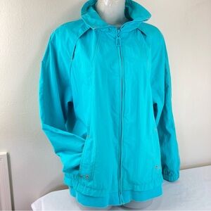 I. E. Relaxed Women's Turquoise Bomber Jacket Windbreaker  1X
